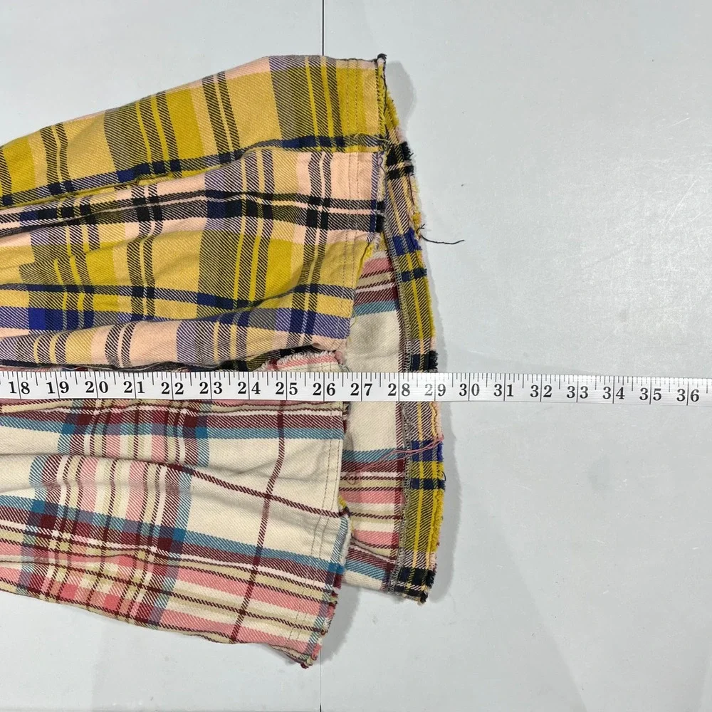 We The Free Moon Bay Boho Plaid Patchwork Babydoll Top Multi Color Womens XS 90s